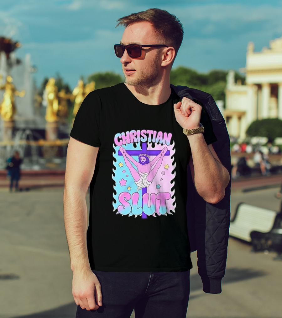 Christian Slut Teen Hearts Jesus Splits Meme T-Shirt
