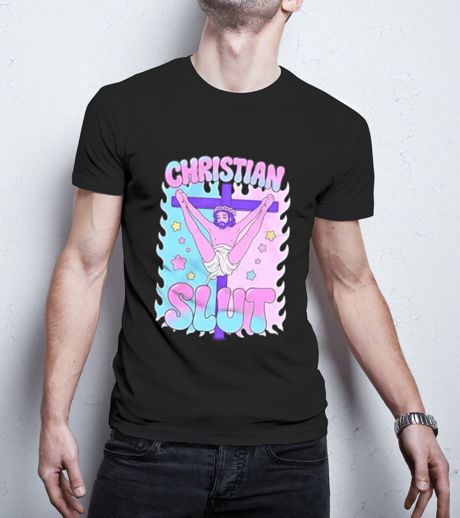 Christian Slut Teen Hearts Jesus Splits Meme T-Shirt