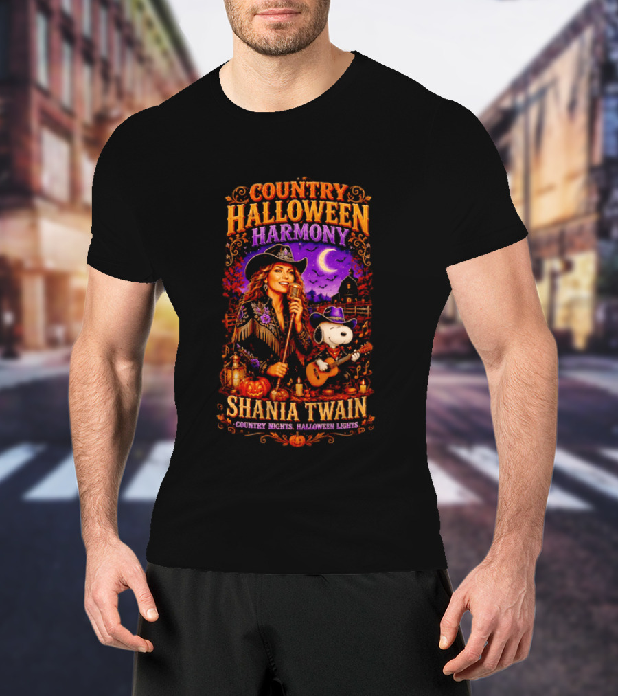 Country Halloween Harmony Shania Twain Snoopy Country Nights Halloween Lights T-Shirt