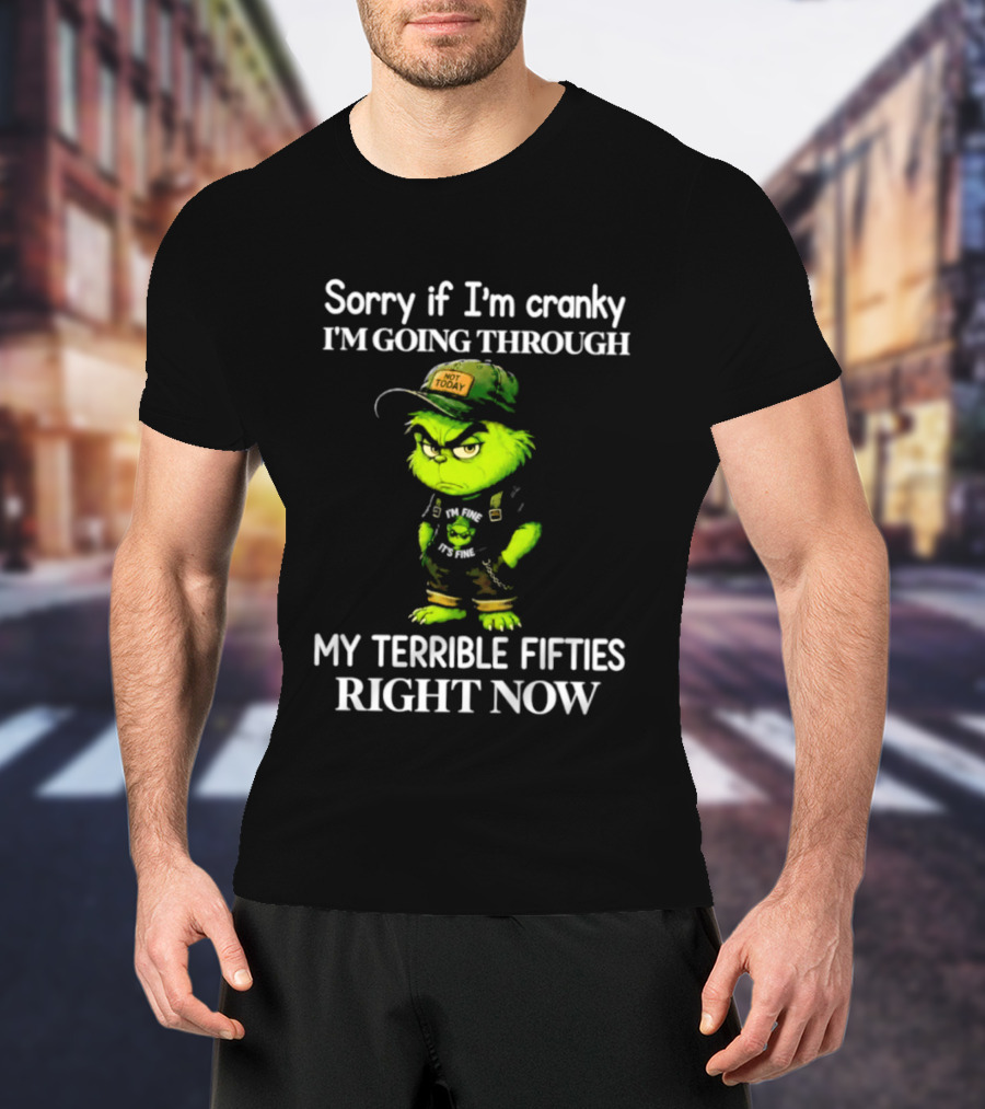 Grinch Sorry If I'm Cranky I'm Going Through My Terrible Fifties Right Now T-Shirt