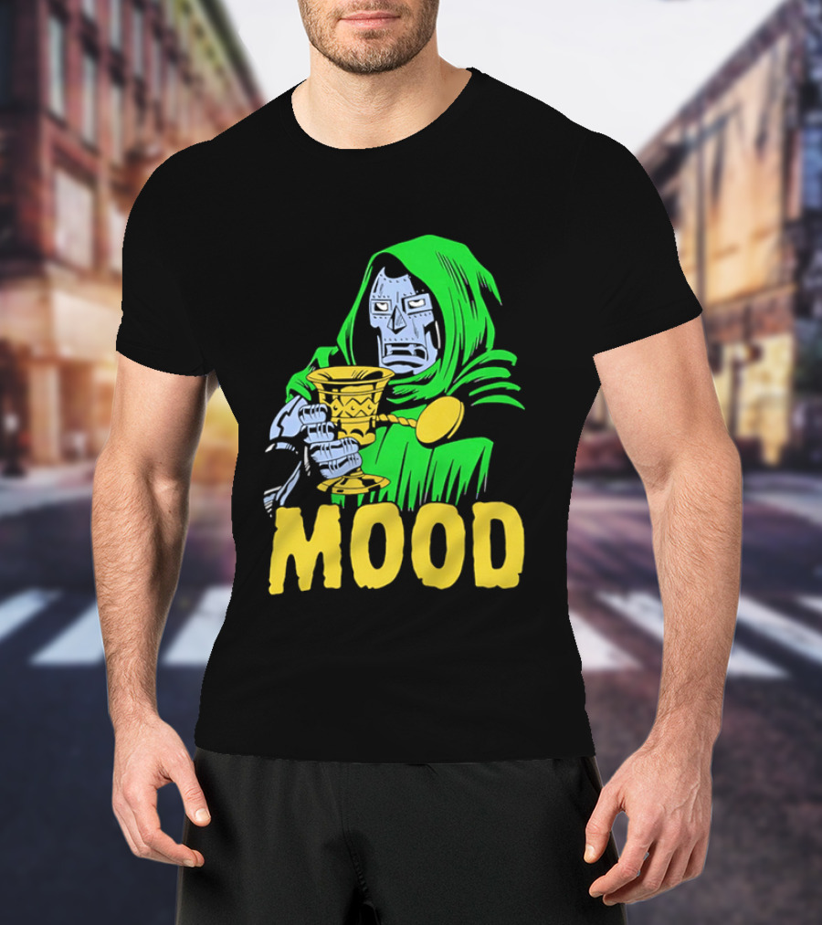 Doom Mood Green Cloaked Character Holding Goblet T-Shirt