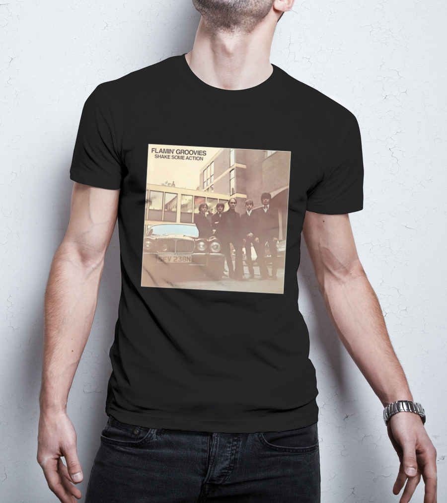 Flamin' Groovies Shake Some Action 50th Anniversary Album Cover Retro Car Scene T-Shirt