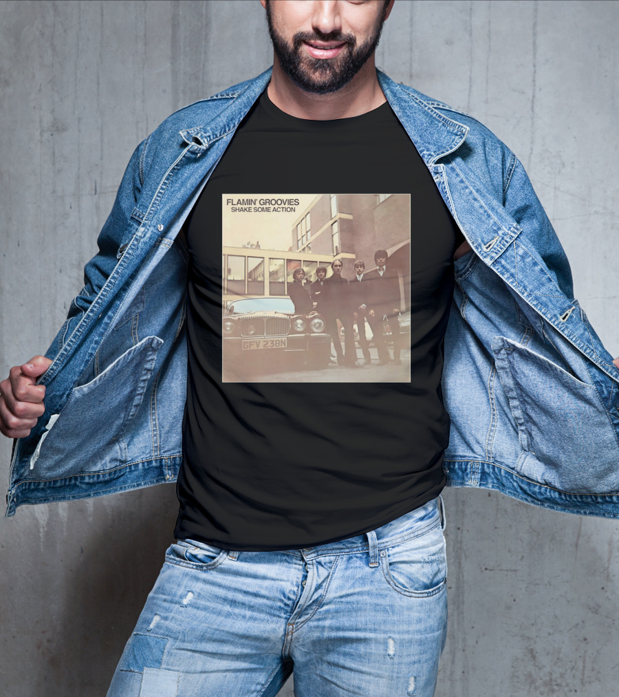 Flamin' Groovies Shake Some Action 50th Anniversary Album Cover Retro Car Scene T-Shirt