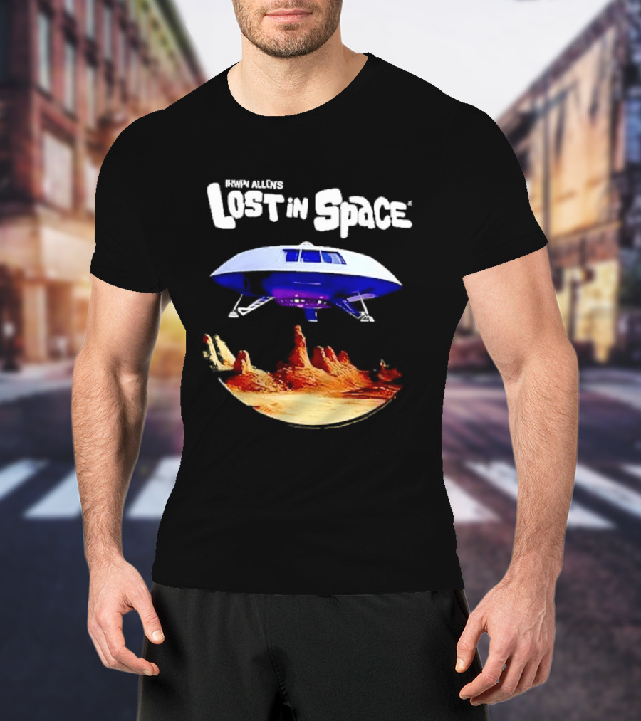 Irwin Allen's Lost In Space Sci Fi Spaceship Over Alien Terrain T-Shirt