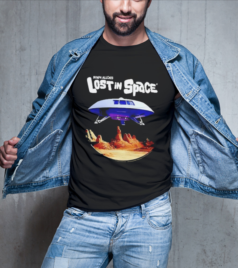 Irwin Allen's Lost In Space Sci Fi Spaceship Over Alien Terrain T-Shirt