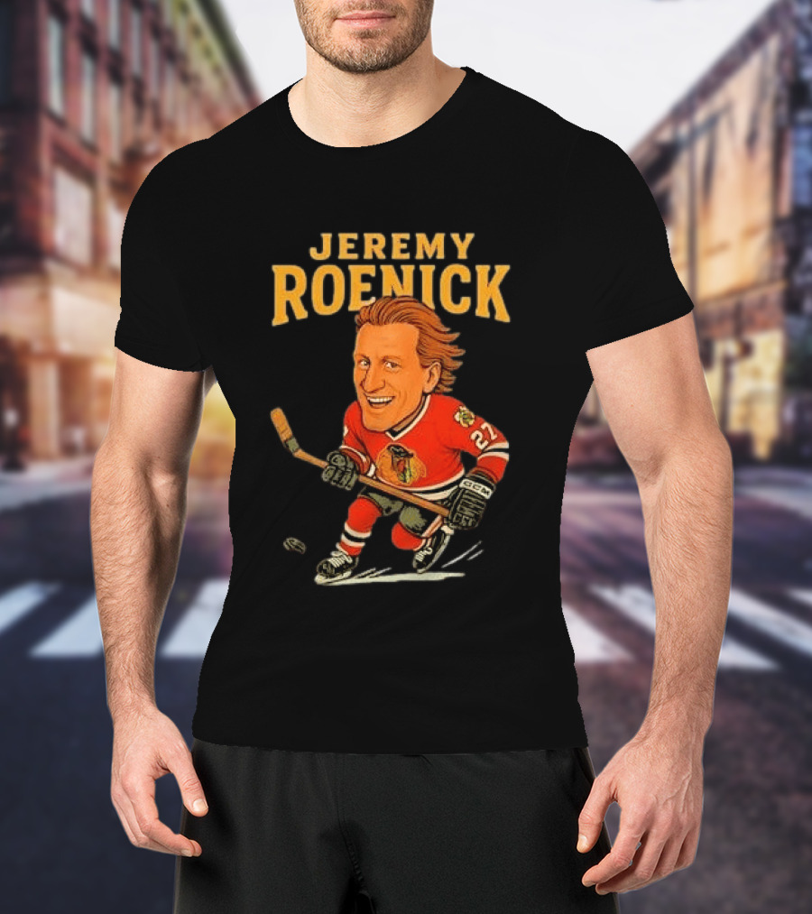 Jeremy Roenick Caricature Chicago Blackhawks Legendary Hockey Star T-Shirt