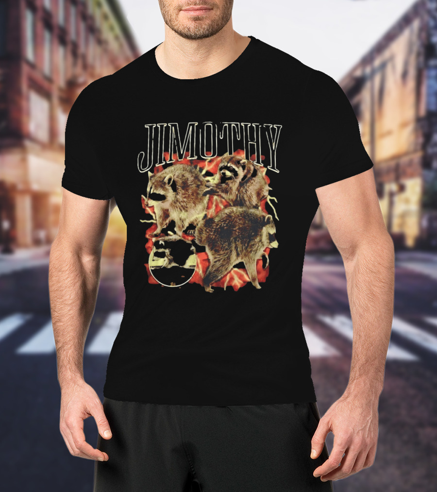 Jimothy Raccoon Trio Fire Motif Seattle Bootleg T-Shirt