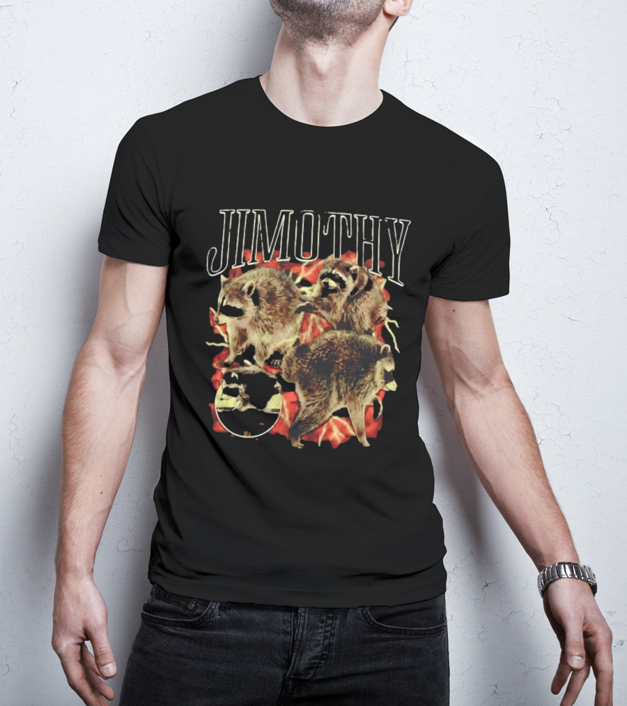 Jimothy Raccoon Trio Fire Motif Seattle Bootleg T-Shirt
