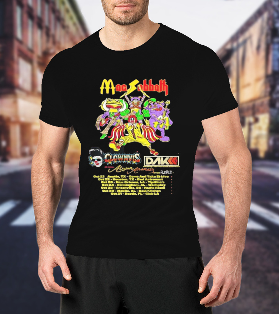 Mac Sabbath Fall 2026 US Tour Clownvis Live Austin Houston Destin FL Oct 21 31 T-Shirt