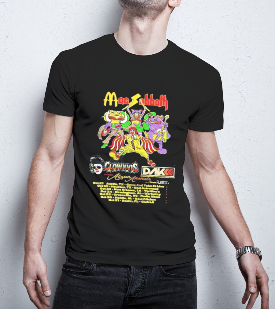 Mac Sabbath Fall 2026 US Tour Clownvis Live Austin Houston Destin FL Oct 21 31 T-Shirt