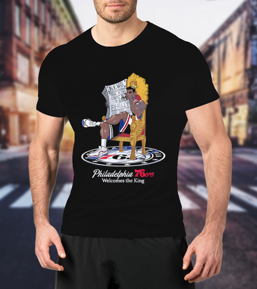 Philadelphia 76ers Welcome The King LeBron James Caricature T-Shirt