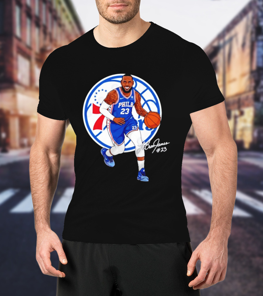 Philadelphia 76ers 23 LeBron James Blue Basketball Phila 76ers T-Shirt