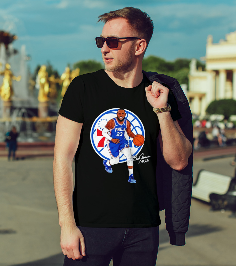 Philadelphia 76ers 23 LeBron James Blue Basketball Phila 76ers T-Shirt