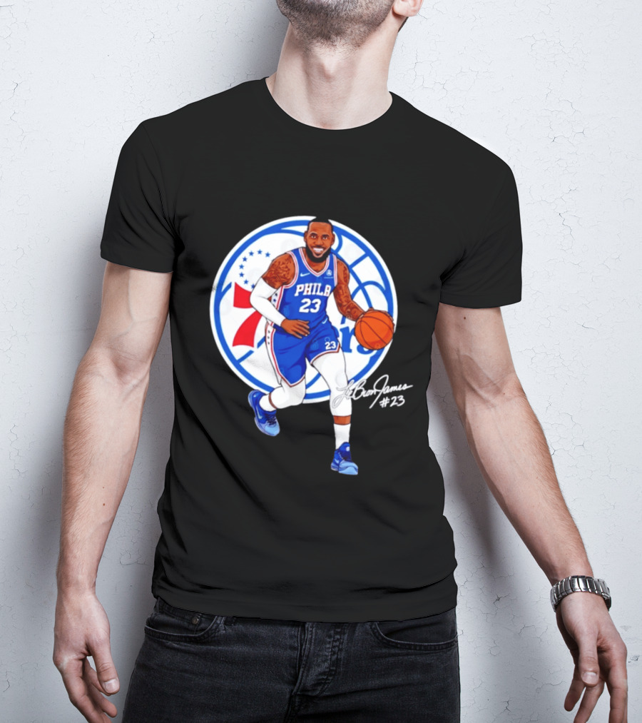 Philadelphia 76ers 23 LeBron James Blue Basketball Phila 76ers T-Shirt