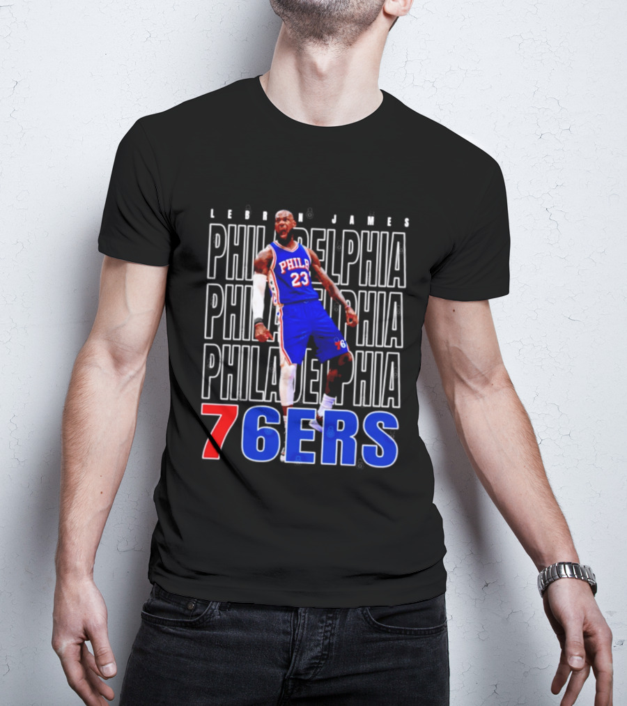 LeBron James Philadelphia 76ers Scream Vintage Style Jersey T-Shirt