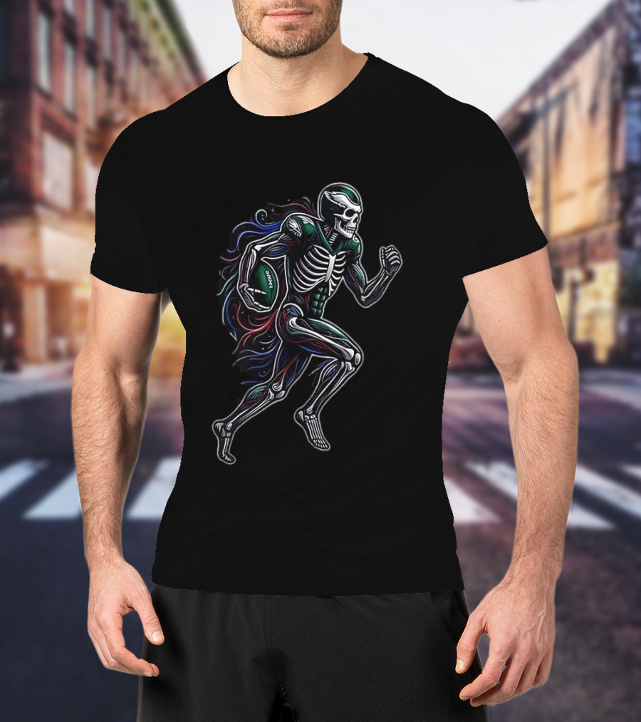 Philadelphia Eagles Skeleton Runs In My Blood Football Spirit T-Shirt