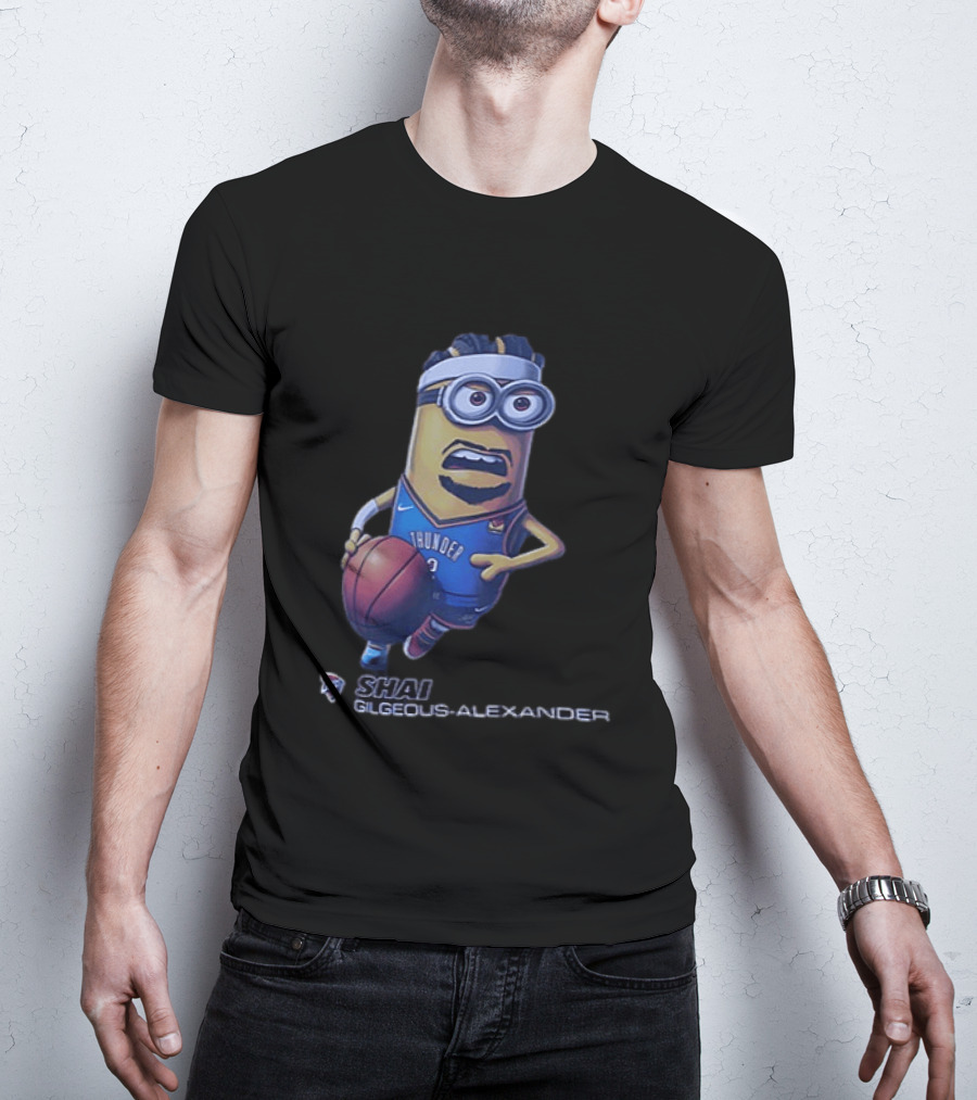 OKC Thunder NBA Shai Gilgeous Alexander Minion Basketball Player T-Shirt