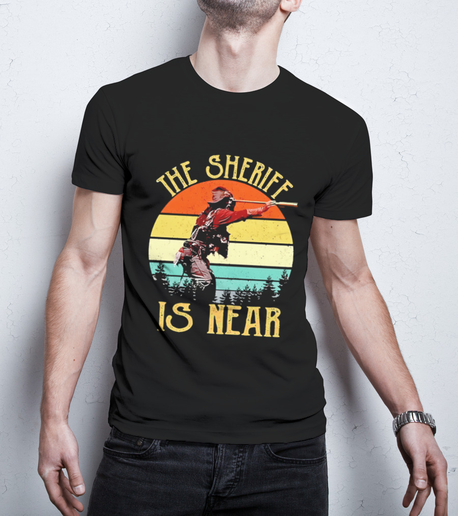 The Sheriff Is Near Western Cowboy Retro Sunset T-Shirt