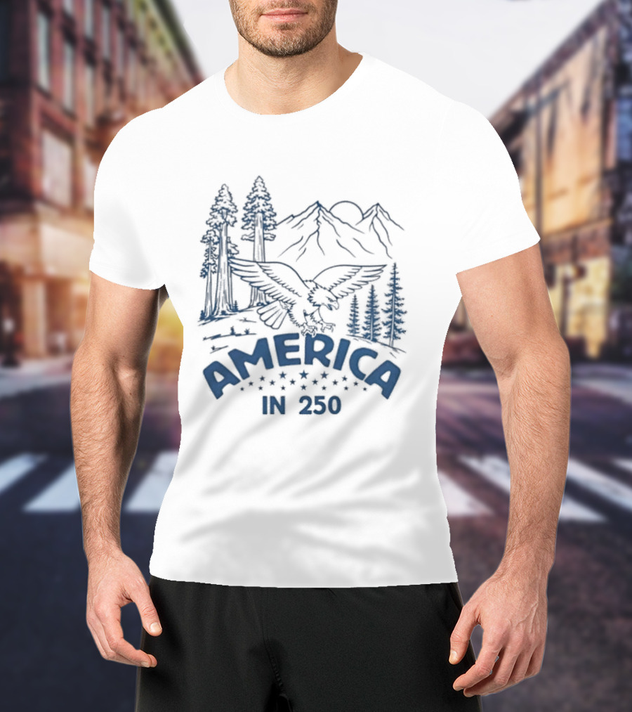 America In 250 Eagle Mountains Trees Nature T-Shirt