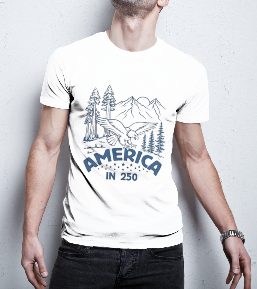 America In 250 Eagle Mountains Trees Nature T-Shirt