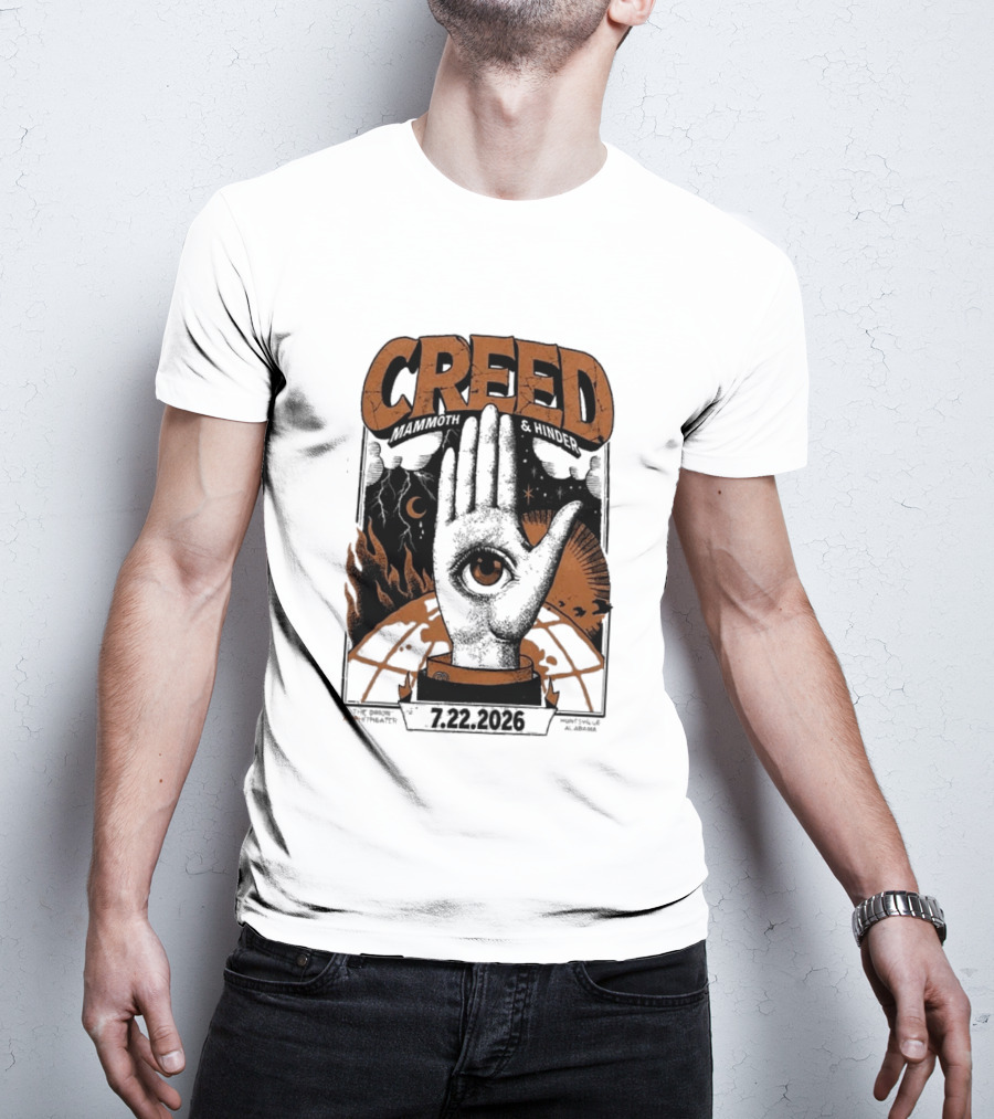 Creed Huntsville Alabama 2026 Event Orion Amphitheater July 22 Eye In Hand T-Shirt