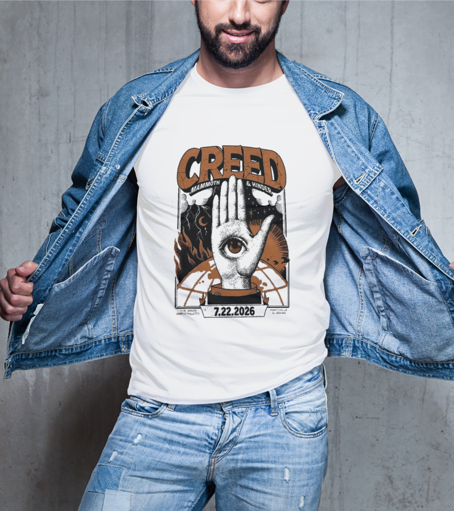 Creed Huntsville Alabama 2026 Event Orion Amphitheater July 22 Eye In Hand T-Shirt