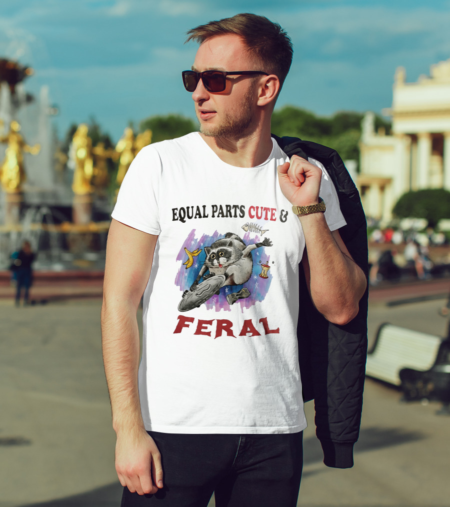 Equal Parts Cute & Feral Raccoon Chaos With Trash T-Shirt
