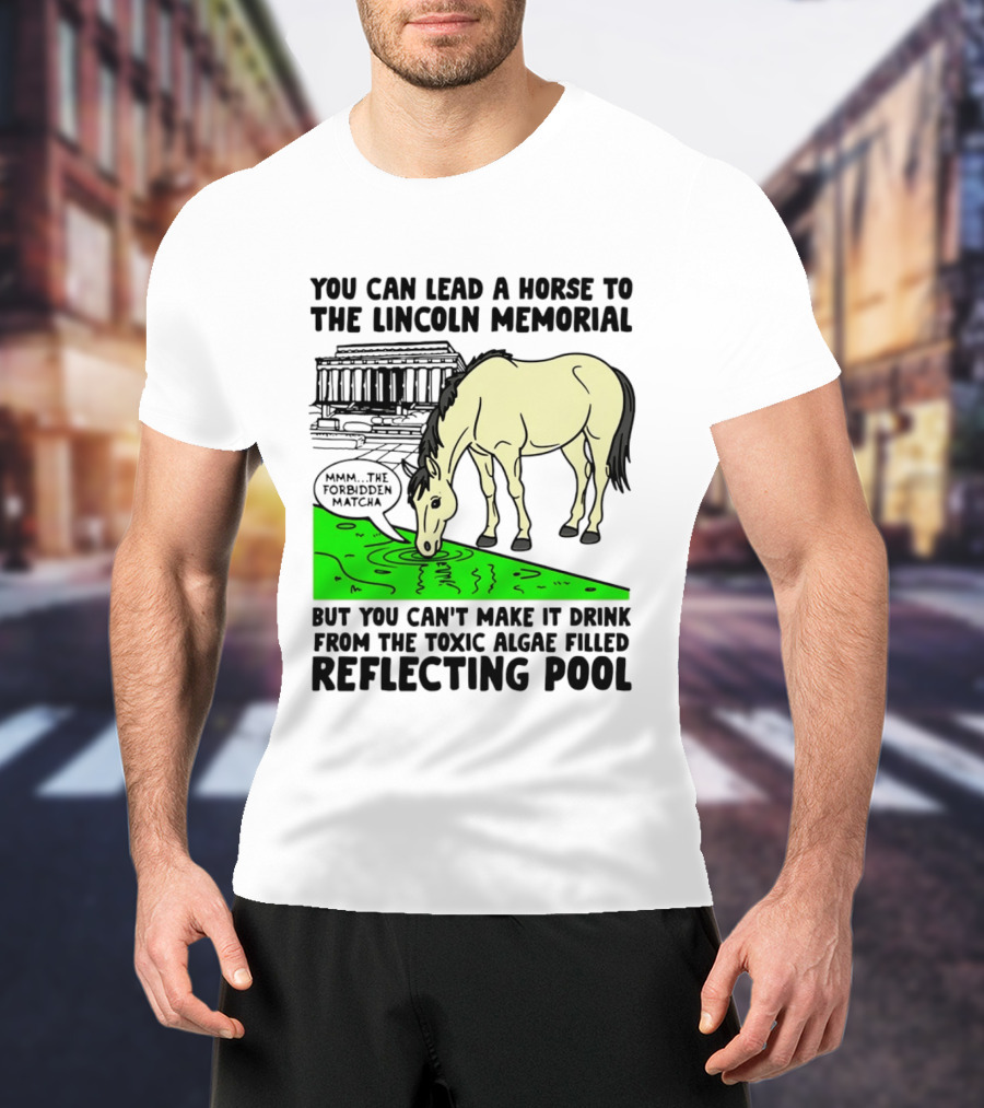 You Can Lead A Horse To The Lincoln Memorial Nnmm This Forbidden Matcha Toxic Algae Filled Reflecting Pool T-Shirt