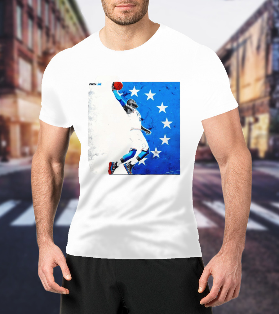 LeBron James Philadelphia 76ers Finish Line Stars Basketball Dunk T-Shirt