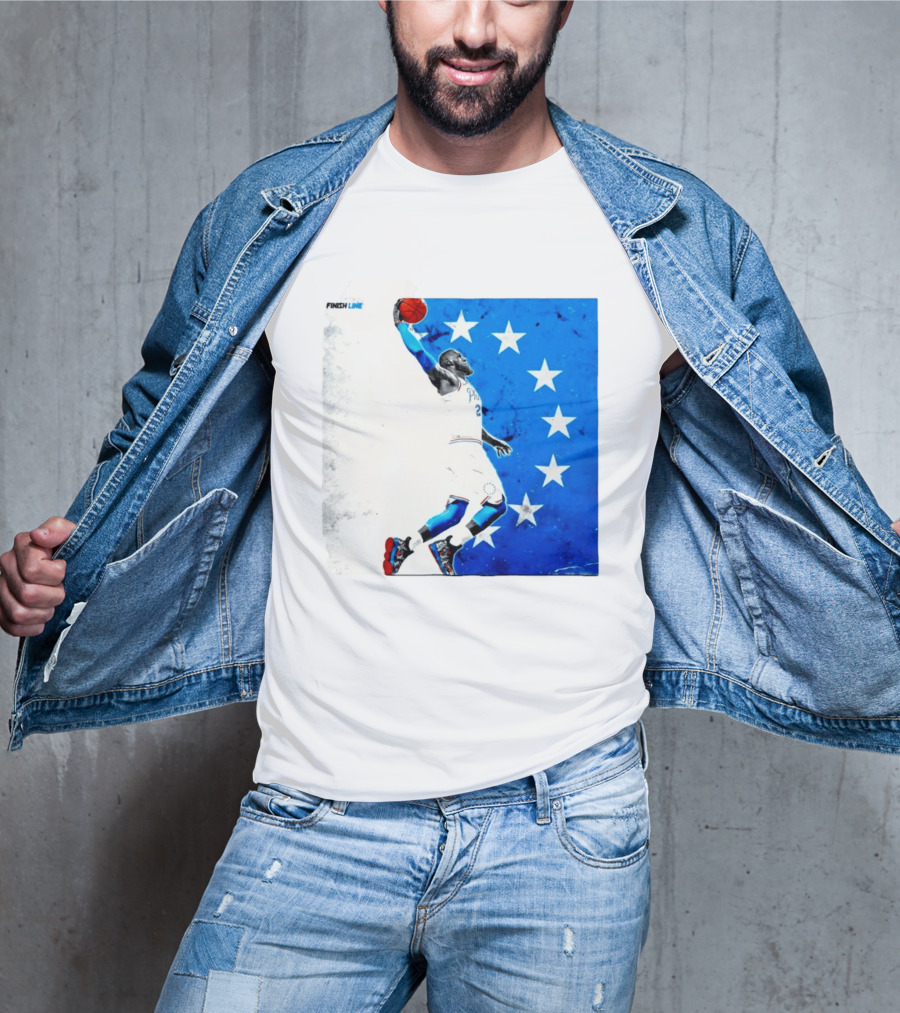 LeBron James Philadelphia 76ers Finish Line Stars Basketball Dunk T-Shirt