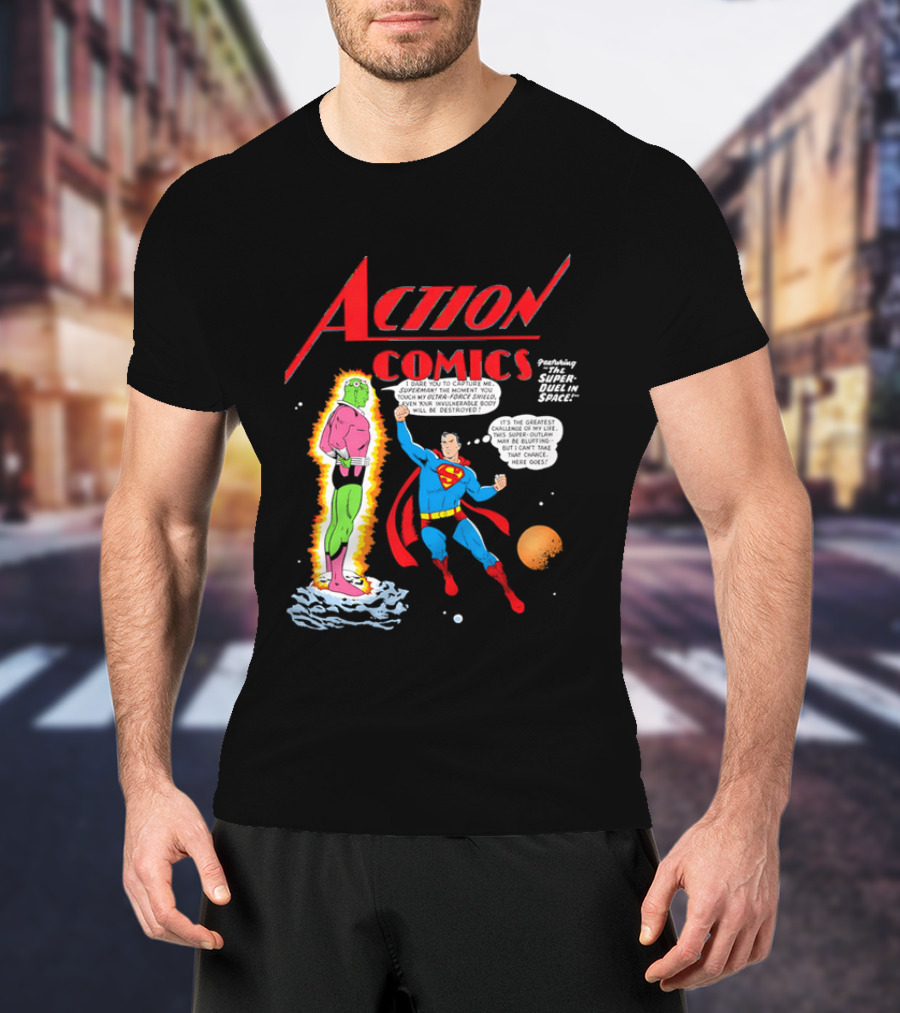Action Comics Superman I Dare You To Capture Me Super Duel In Space T-Shirt