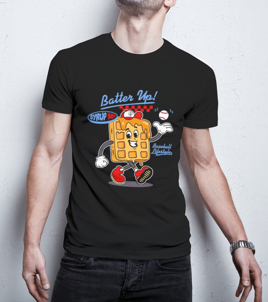 Batter Up Syrup Baseball Waffle Fun Sports Lifestyle T-Shirt