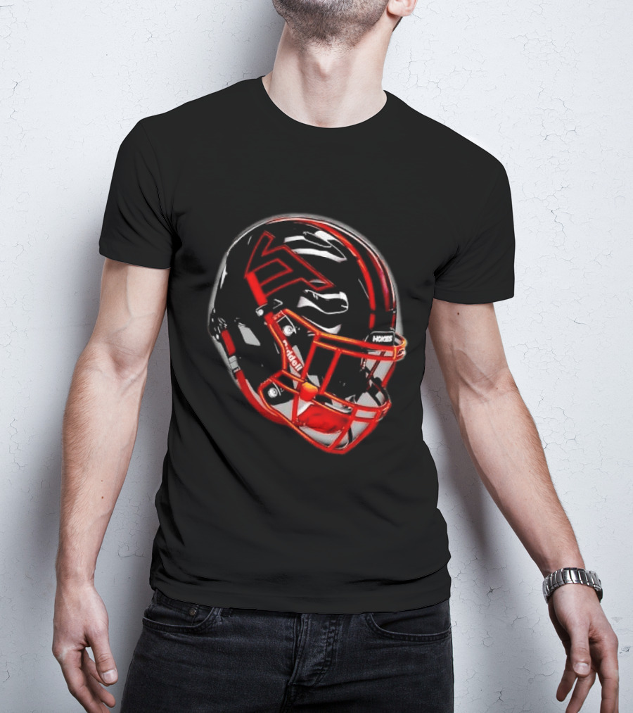VT Hokies Black Orange Football Helmet Performance Sports Gear T-Shirt
