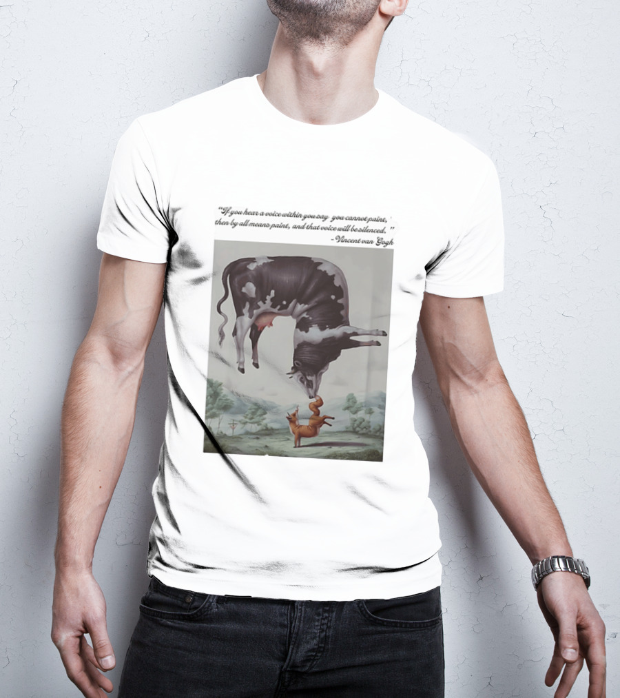 Vincent Van Gogh Quote With Inverted Cow And Fox Scene T-Shirt