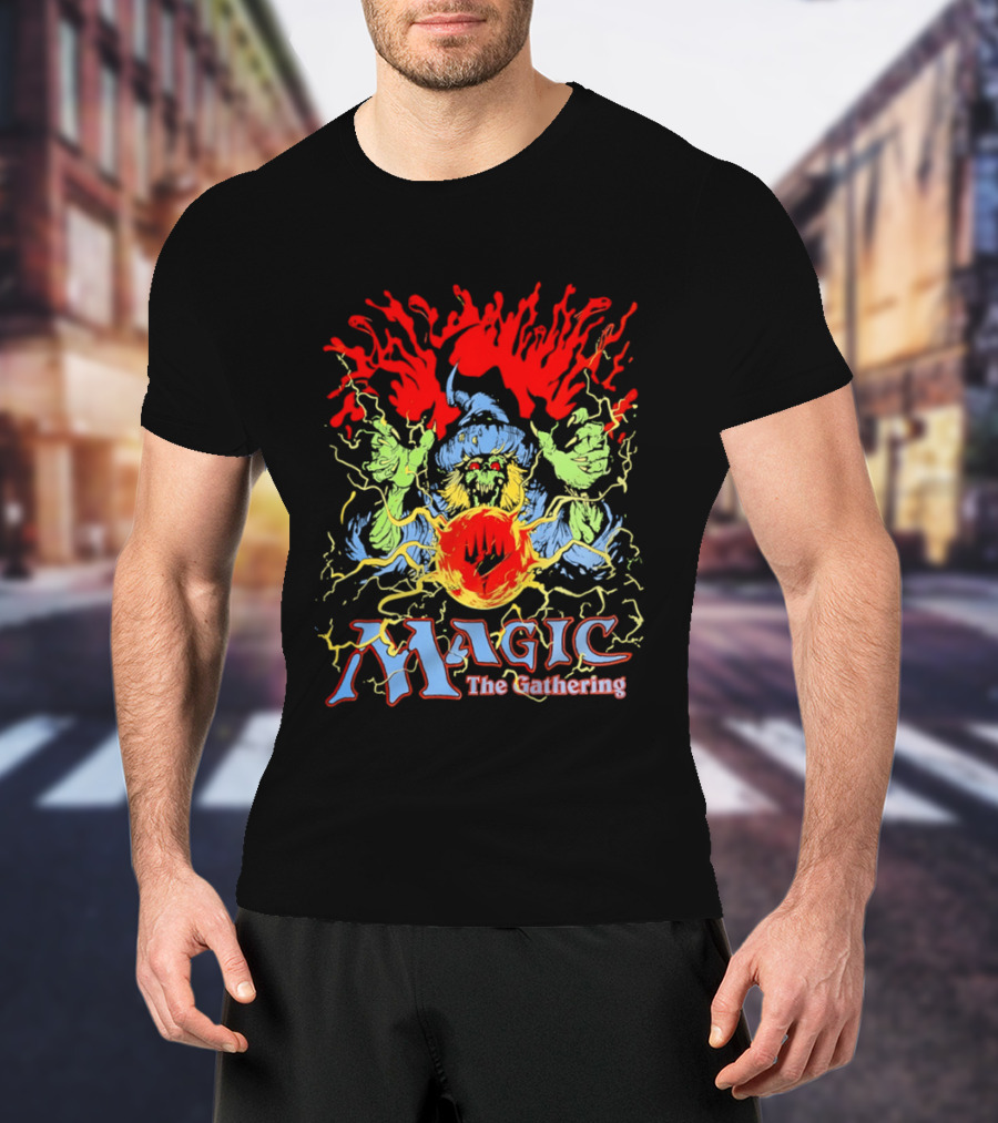 Magic The Gathering Wizard Elemental Spellcaster Mystical Flames T-Shirt