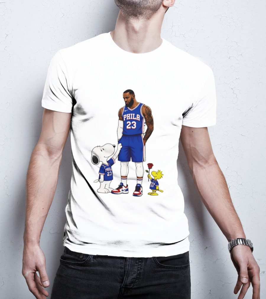 Philadelphia 76ers LeBron James With Snoopy And Woodstock 2026 T-Shirt