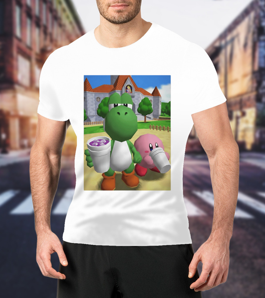 Yoshi Kirby Lean Purple Drink Castle Scene T-Shirt
