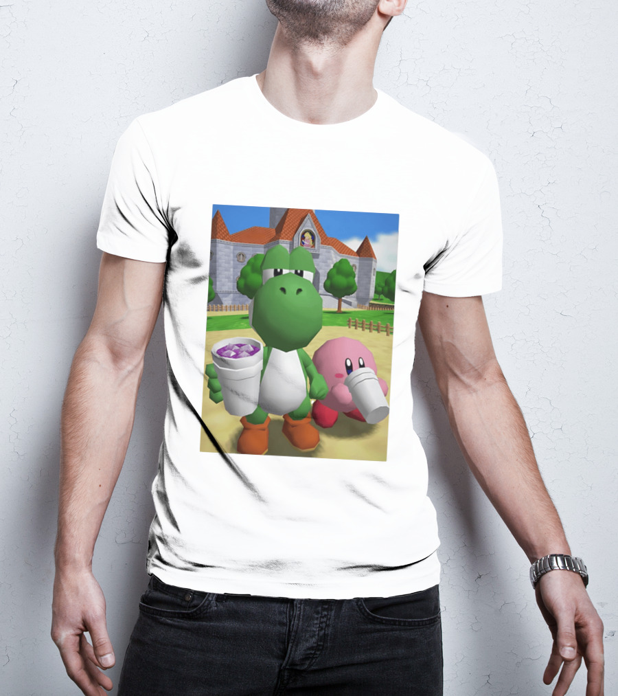 Yoshi Kirby Lean Purple Drink Castle Scene T-Shirt