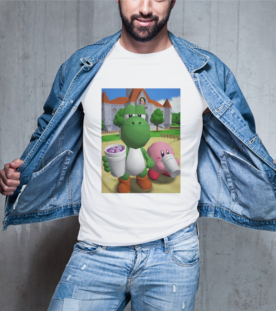 Yoshi Kirby Lean Purple Drink Castle Scene T-Shirt