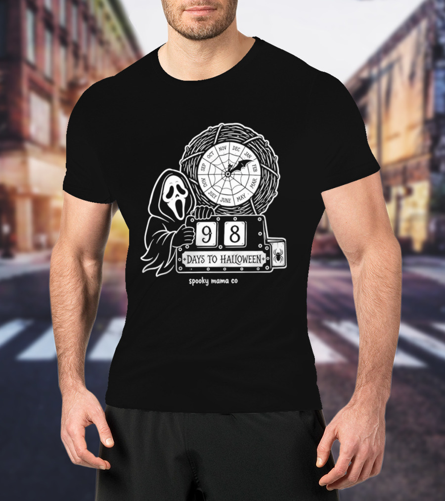 Halloween Countdown 98 Days Ghostface Horror Calendar Spooky Mama Co T-Shirt