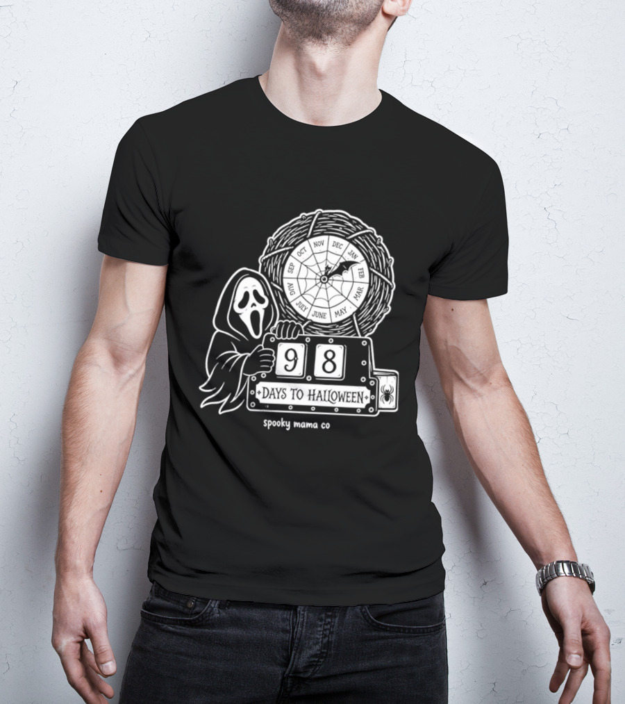 Halloween Countdown 98 Days Ghostface Horror Calendar Spooky Mama Co T-Shirt