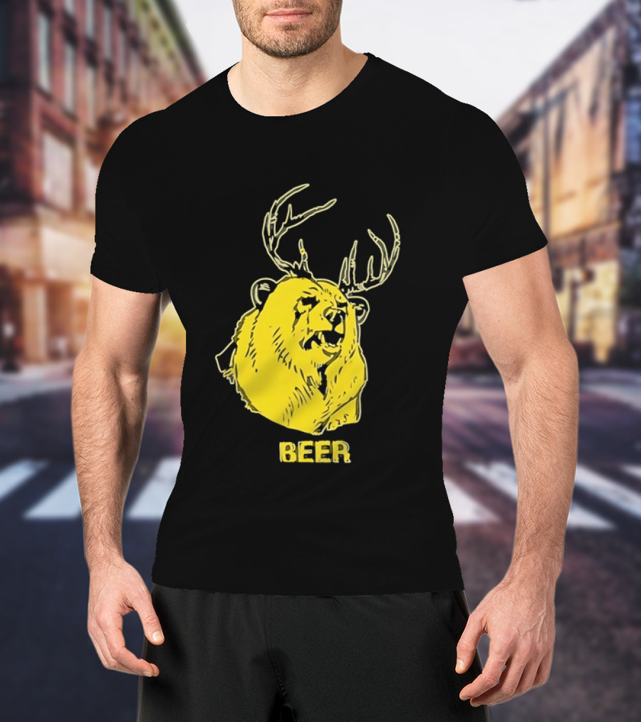 Beer Antlered Bear T-Shirt