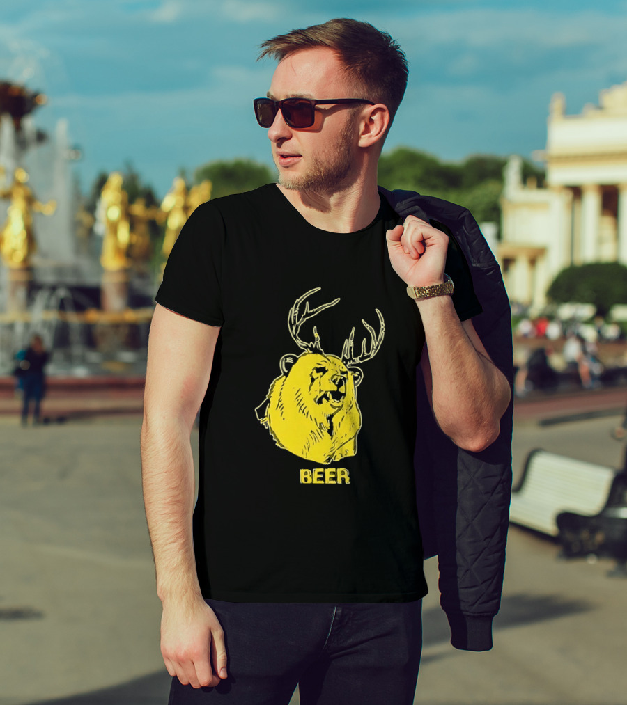 Beer Antlered Bear T-Shirt