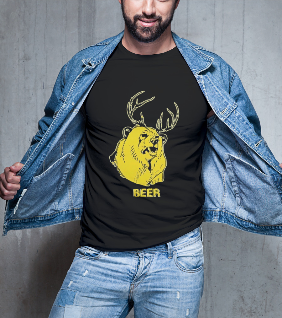 Beer Antlered Bear T-Shirt