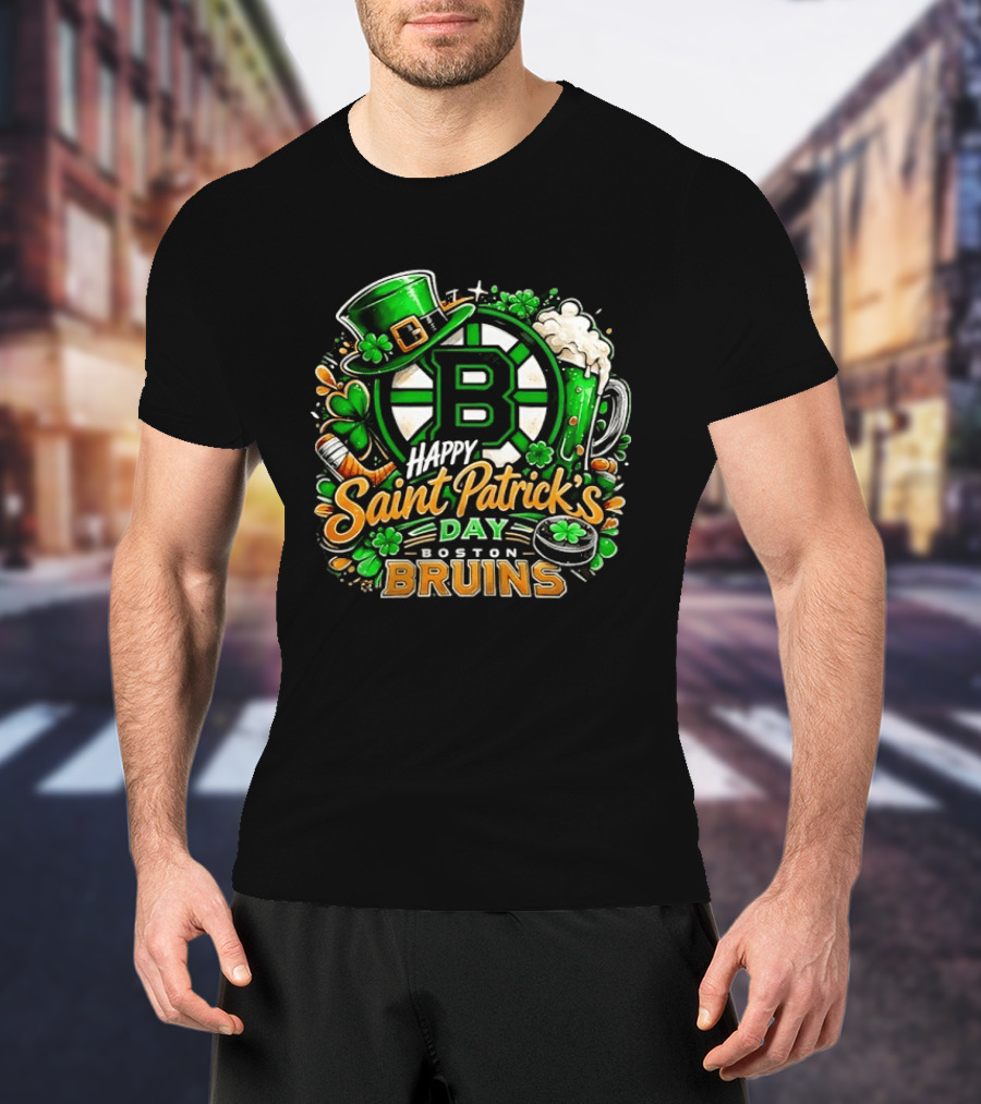 Boston Bruins St. Patrick's Day 2026 Celebration Hockey Team Florals T-Shirt