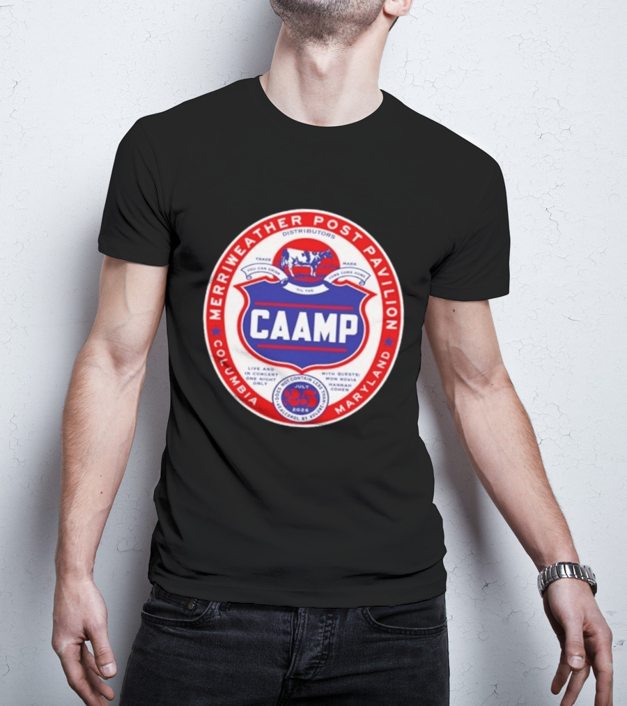 Merriweather Post Pavilion Caamp 2026 Columbia Maryland Concert With Mon Rovio And Hannah Cohen T-Shirt
