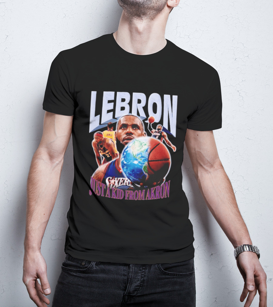 LeBron James Just A Kid From Akron Philadelphia 76ers T-Shirt