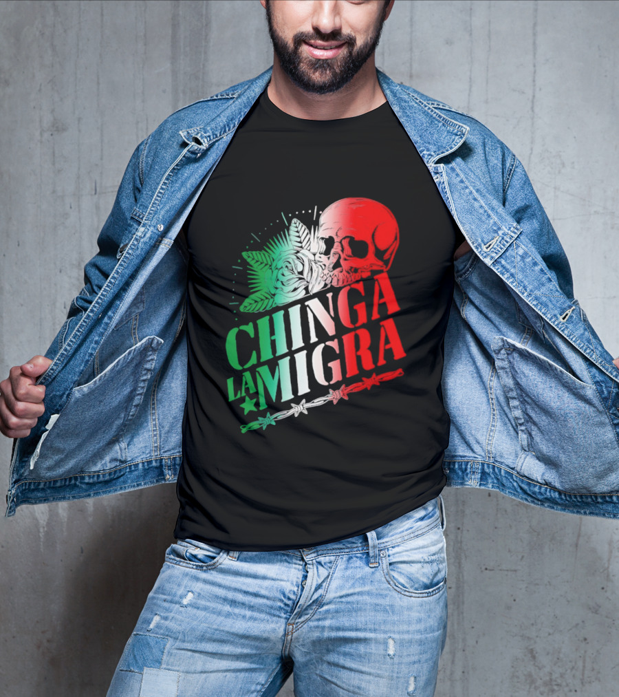 Chinga La Migra Skull Rose Immigration Reform T-Shirt