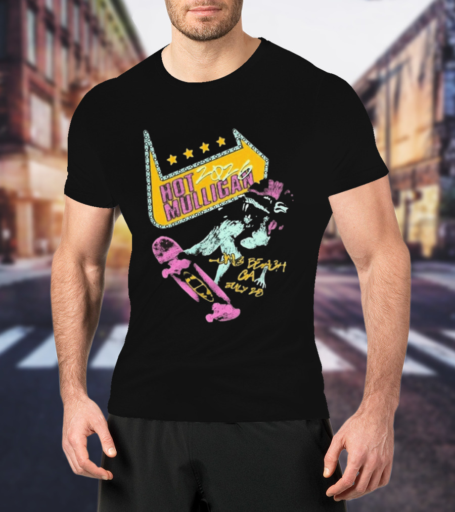 Hot Mulligan Long Beach CA 2026 Warped Tour July 25 Skateboarding Art With Stars T-Shirt