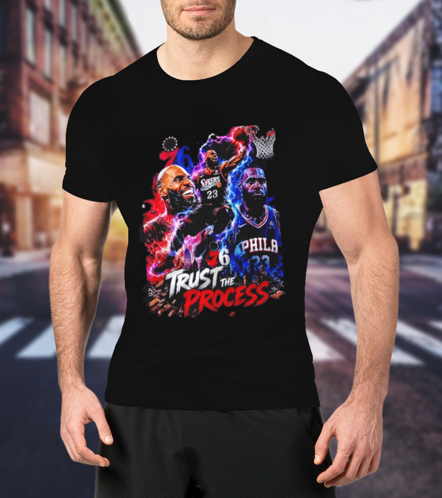 LeBron James Philadelphia 76ers 23 Trust The Process 76 Lightning Energy T-Shirt